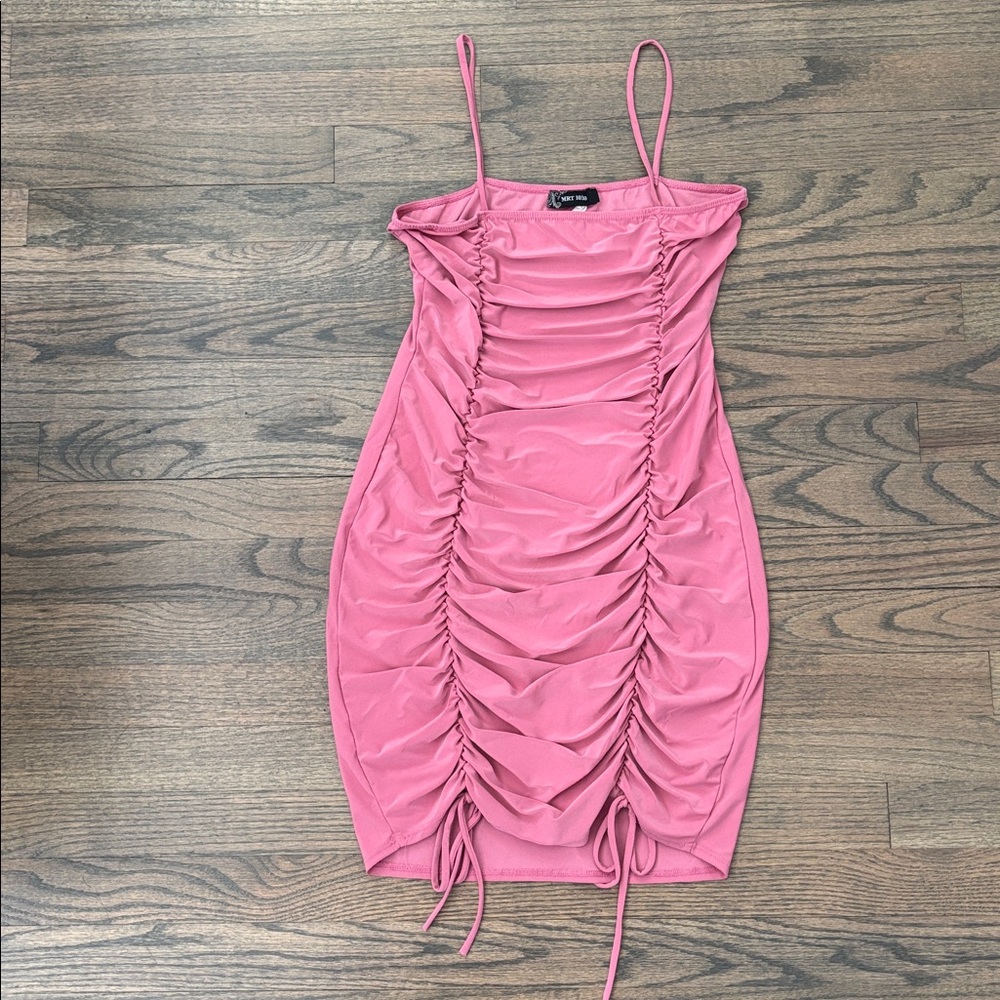 Elegant Pink Ruched Mini Dress - Picture 3 of 10